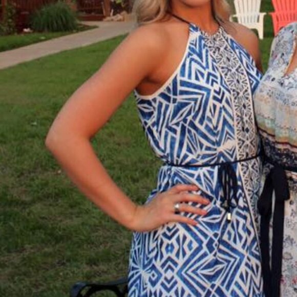 Mossimo Supply Co. Blue Patterened Halter Dress - Picture 3 of 8